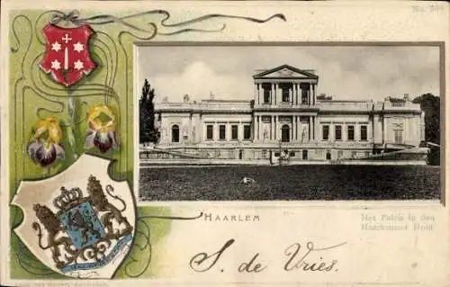Präge Wappen Passepartout Ak Haarlem Nordholland Niederlande, Paleis in den Haarlemer Hout