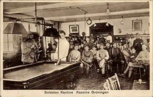 Ak Groningen Niederlande, Kaserne, Soldaten-Kantine, Billard