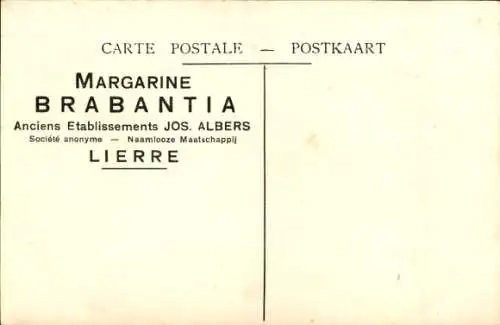 Künstler Ak Segler mit Pfeife, Hund, Segelboote, Reklame Margarine Brabantia, Lierre