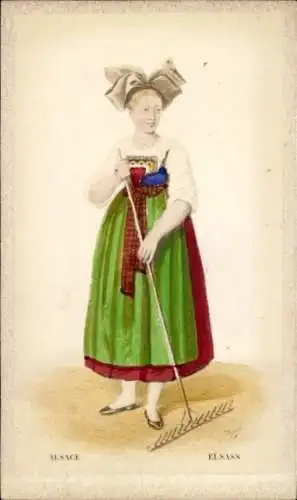 CdV Elsass, Elsässerin in Tracht, Rechen