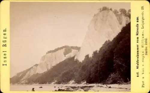 CdV Stubbenkammer Sassnitz auf Rügen, Kreidefelsen vom Strand aus, 1892