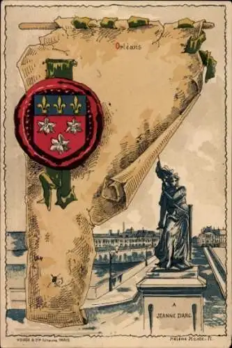 Künstler Wappen Litho Hantz, Helene, Orléans Loiret, Monument a Jeanne d'Arc