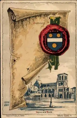 Künstler Wappen Litho Hantz, Helene, Cherbourg Manche, L'Eglise de la Trinite