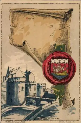 Künstler Wappen Litho Hantz, Helene, Nantes Loire Atlantique, Entree du chateau