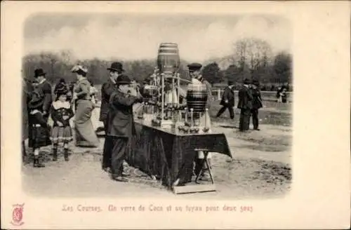 CPA Paris, Les Courses, Un verre de Coco et un luyau pour deux sous