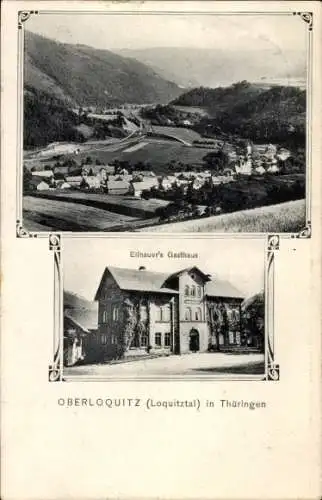 Ak Oberloquitz Probstzella in Thüringen, Panorama, Gasthaus Eilhauer