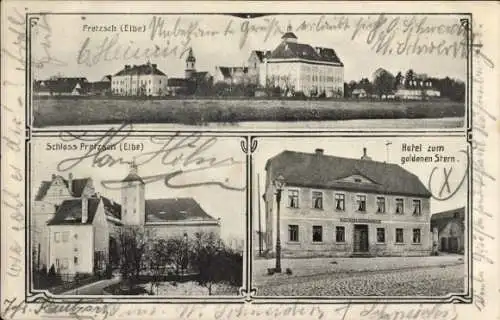 Ak Pretzsch an der Elbe Bad Schmiedeberg, Schloss, Hotel zum goldenen Stern