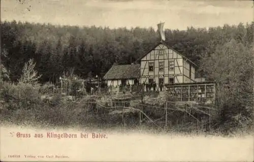 Ak Klingelborn Finnentrop im Sauerland, Fachwerkhaus