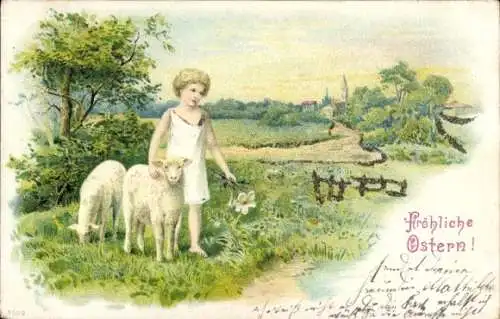 Glitzer Litho Fröhliche Ostern, Lämmer