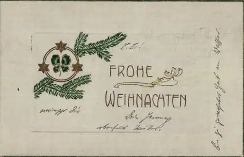 Präge Ak Weihnachten, Kleeblatt