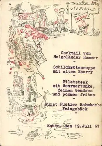 Ak Essen im Ruhrgebiet, Schlicker, 125 Jahre, Speisekarte