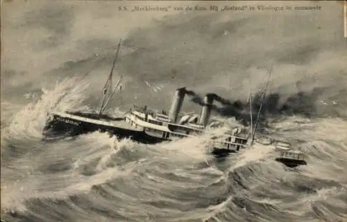 Ak Dampfer S.S. Mecklenburg, Stürmisches Wetter, Sturm