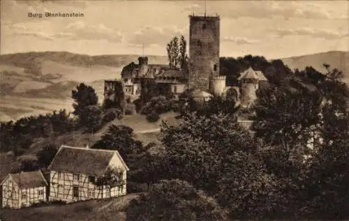 Ak Blankenstein an der Ruhr Hattingen, Burg Blankenstein,  bewaldeter Berg, kleines Haus