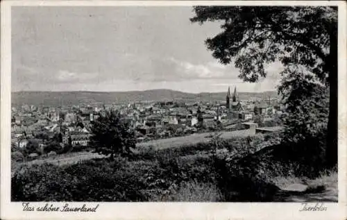 Ak Iserlohn im Märkischen Kreis, Stadtansicht von Iserlohn mit Bäumen im Vordergrund