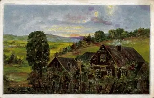 Ak Unterlauterbach Falkenstein im Vogtland, Altes Bauerngehöft in Unterlauterbach