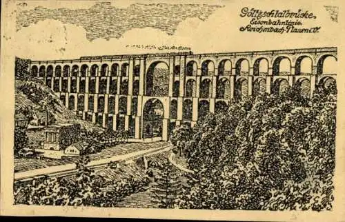 Ak Mylau Reichenbach im Vogtland, Göltzschtalbrücke, Eisenbahnlinie Reichenbach Plauen