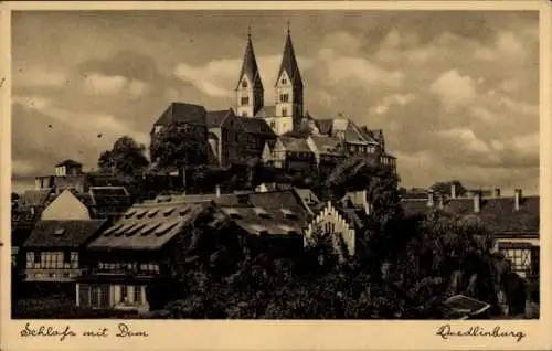 Ak Quedlinburg im Harz,  Schloss mit Dom