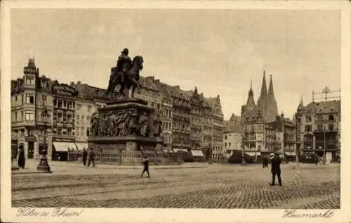 Ak Köln am Rhein,  Heumarkt mit Reiterstandbild Friedrich Wilhelms III.