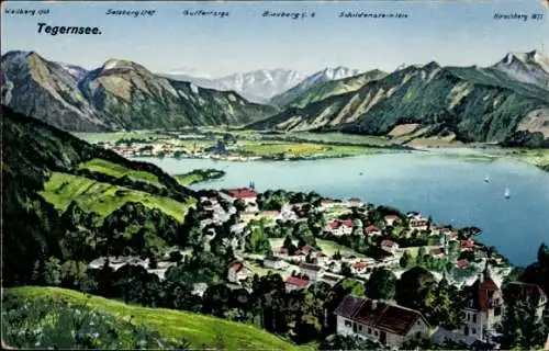 Ak Rottach Egern am Tegernsee Oberbayern, Wallberg, Walberg, Setzberg, Gulfertig, Blauberg, Sc...