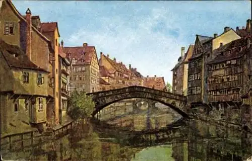 Künstler Ak Nürnberg in Mittelfranken, Fleischbrücke