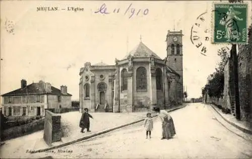 Ak Meulan en Yvelines, Meulan. L'Eglise, Edkeran,  11/910