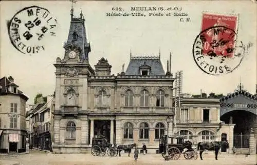 Ak Meulan en Yvelines, Hôtel-de-Ville, Poste et Halle