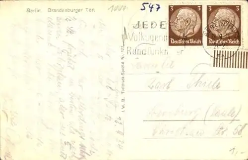 Ak Berlin Mitte, Brandenburger Tor