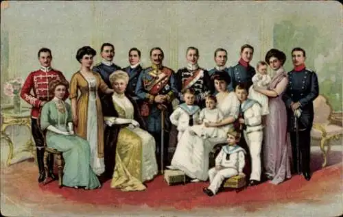 Künstler Ak Kaiser Wilhelm II., Preußisches Königshaus, Regierungsjubiläum 1913, Familie