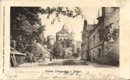 Ak Zwingenberg am Neckar Baden, Wir hoffen morgen 25/2.02 Schloss Zwingenberg a. Neckar. Fall....