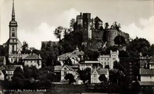 Ak Stolpen in Sachsen, Kirche und Schloss