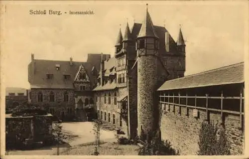 Ak Burg an der Wupper Solingen, Schloss Burg, Innenhof und Wehrgang