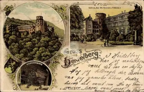 Litho Heidelberg am Neckar, Schloss, Großes Fass