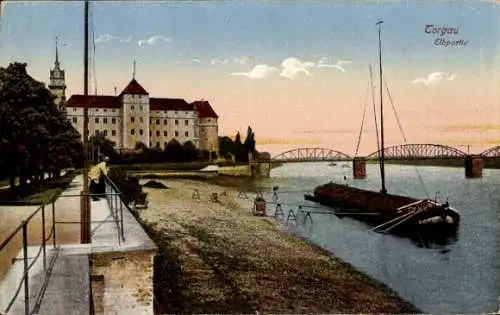 Ak Torgau an der Elbe, Elbpartie