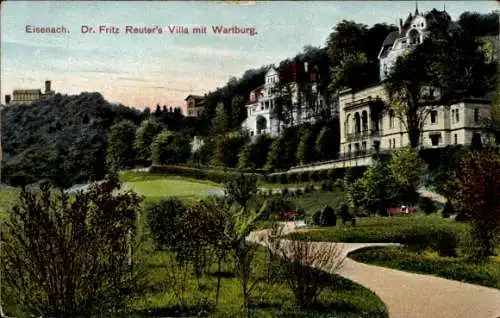 Ak Lutherstadt Eisenach in Thüringen, Dr. Fritz Reuter's Villa, Wartburg