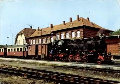 Ak Ostseebad Kühlungsborn, Dampflokomotive, Bäderbahn Molli im Bahnhof West