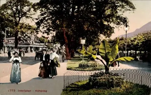 Ak Interlaken Kt. Bern Schweiz, Partie auf dem Höhenweg, Passanten