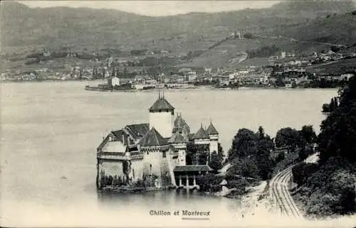 Ak Chillon Montreux Kanton Waadt, Panorama, Schloss