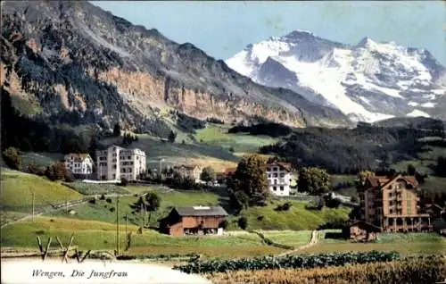 Ak Wengen Kanton Bern,  die Jungfrau