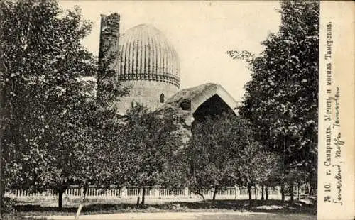 Ak Samarqand Samarkand Usbekistan, Moschee, Tamerlan-Grab, Bäume, Mauer, Kuppel, historische S...