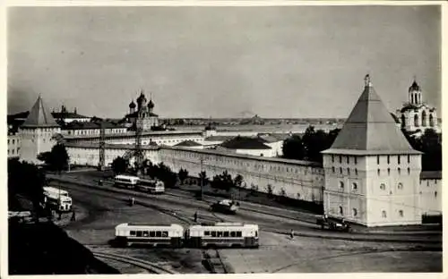 Ak Jaroslawl Russland, Kreml, Straßenbahnen