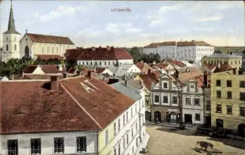 Ak Litomyšl Leitomischl Region Pardubice, Stadtansicht, Dächer, Kirche, historische Gebäude, P...