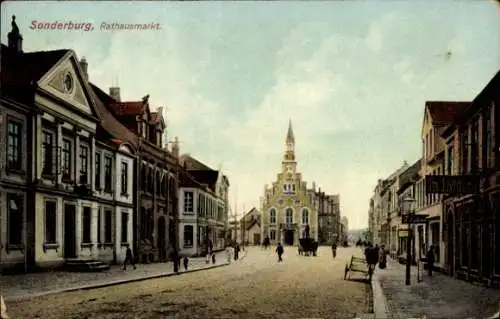 Ak Sønderborg Sonderburg Dänemark, Rathausmarkt