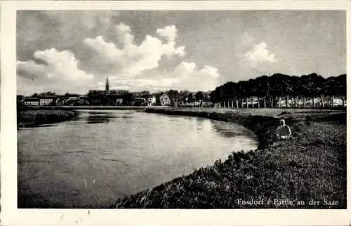 Ak Ensdorf an der Saar, Teilansicht, Ufer