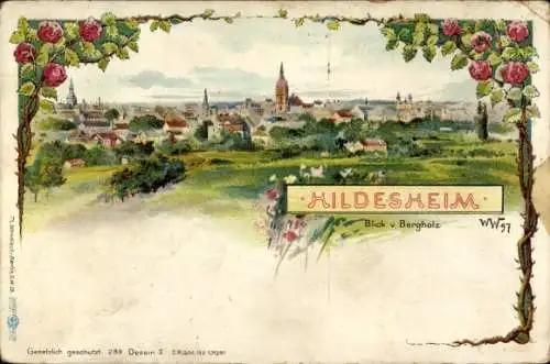 Ak Hildesheim in Niedersachsen, Blick auf  Umgebung, Farbe, Blumenmuster, Jahr 1916