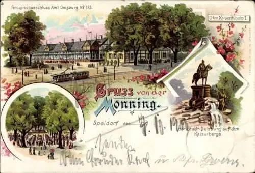 Ak Duisburg im Ruhrgebiet, Postkarte mit Landschaft und Bildern, Kaiser Wilhelm I, Duisburg