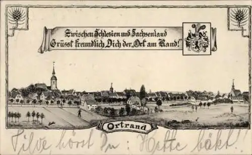 Ak Ortrand in der Niederlausitz, Historische Ansicht