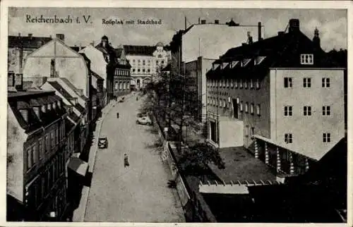 Ak Reichenbach im Vogtland, Reichenbach V., Stadtansicht, Roliplak mit Stadtbad