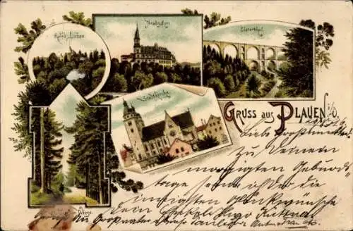 Ak Plauen im Vogtland, Ansichten von  Weidene, Stadtkirche, Elterthal