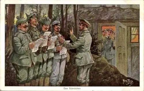 Künstler Ak Thiele, Arthur, Das Ständchen, singende Soldaten