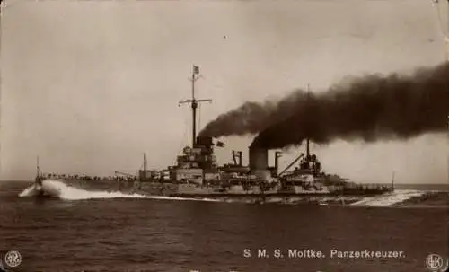 Ak Deutsches Kriegsschiff SMS Moltke, Panzerkreuzer, Kaiserliche Marine, NPG, GLK